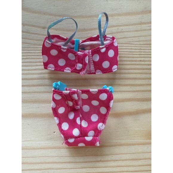 Barbie Red & White Polka Dot Bikini Set With Blue "B" Logo Accents For Dolls - Picture 2 of 2